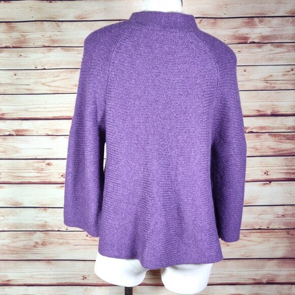 Purple Eileen Fisher Chunky Knit 100% Cashmere Cardigan/Topper - Picture 5 of 9